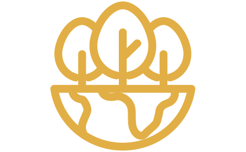 Icon with trees and a world